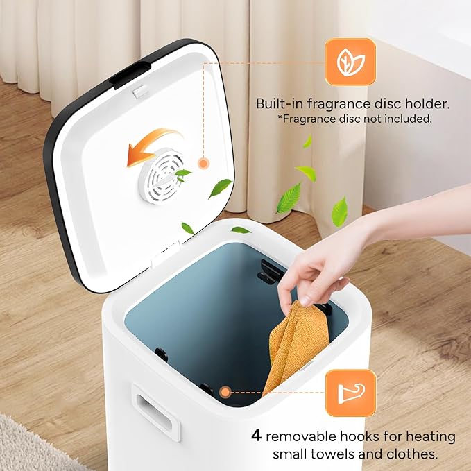 DR.PREPARE Towel Warmer for Bathroom, Luxury Towel Warmer Bucket with LED Display, 3 Timer Settings, Auto Shut Off, Child Safety Lock, 4 Hooks, Large Warmer for 2 Towels, Bathrobes, Blankets, PJ's