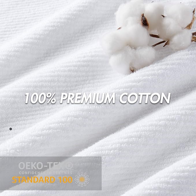 Madison Park 4-Piece Hand Towel Set for Bathroom 18" x 28" Diagonal Ribbed, White - 100% Cotton Soft Quick Dry & Absorbent Gift | Zero Twist, 500 GSM, Oeko-TEX, Hotel Quality