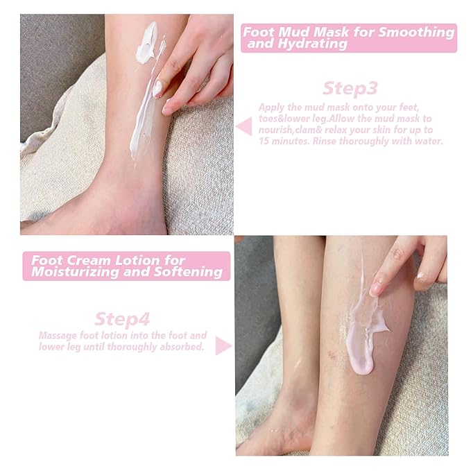Rose Jelly Pedicure Kit Foot Soak Set - Foot Spa Soak Salt Scrub Intensive Softening Exfoliating Moisturizing,Mud Mask,Urea Cream Lotion for Women and Men,Spa Gift for Pedicure