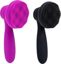 2 PC Silicone Facial Cleansing Brush Facial Scrubber Manual Exfoliating Facial Brush Face Cleanser Face Exfoliator Ultrafine Bristles for Sensitive Skin Easy to Clean Lather Well(Black&Purple)