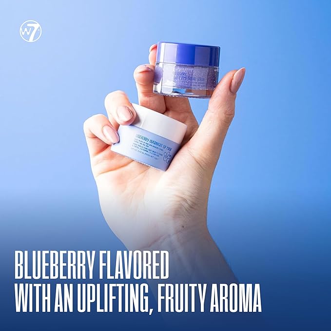 W7 Sweet Dreams Lip Scrub & Overnight Lip Mask Duo - 2 Piece Gift Set - Blueberry Flavour - Exfoliate, Condition, Soothe & Hydrate