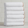 Great Bay Home Clay/White Hand Towel Set - Ultra-Soft Cotton, Boho-Chic Border Design - 6 Hand Towels (28" x 16") - Absorbent, Quick-Dry, Lightweight Bathroom Towels