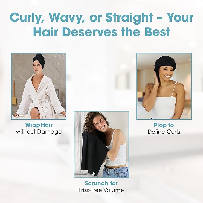 Hair RePear The Ultimate Hair Towel – Standard 21" x 44" Cotton Hair Towel for Wet Hair, Anti-Frizz Microfiber Alternative, Reduces Breakage, Gentle Fast Drying, No-Slip Fit