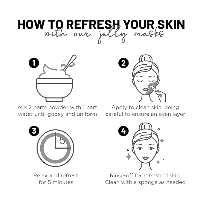 BRÜUN Jelly Mask Jar Black Gold Salicylic AC BHA Peel-Off Face Care Rubber Mask | 23 fl oz Skin Care Moisturizing Gel Mask Jar Spa Set