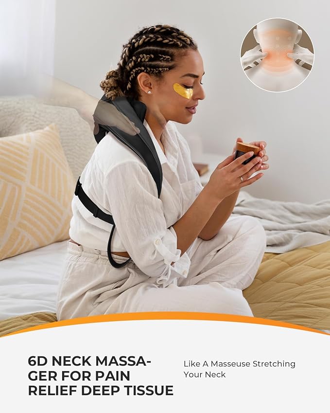 CooCoCo Cordless Neck Massager with Heat, Mother day ideas for Women Mom,Upgraded Dual Heating Area Shiatsu Back Massager for Pain Relief Deep Tissue, Hand-Free, Shoulder Massager for Neck Pain Relief