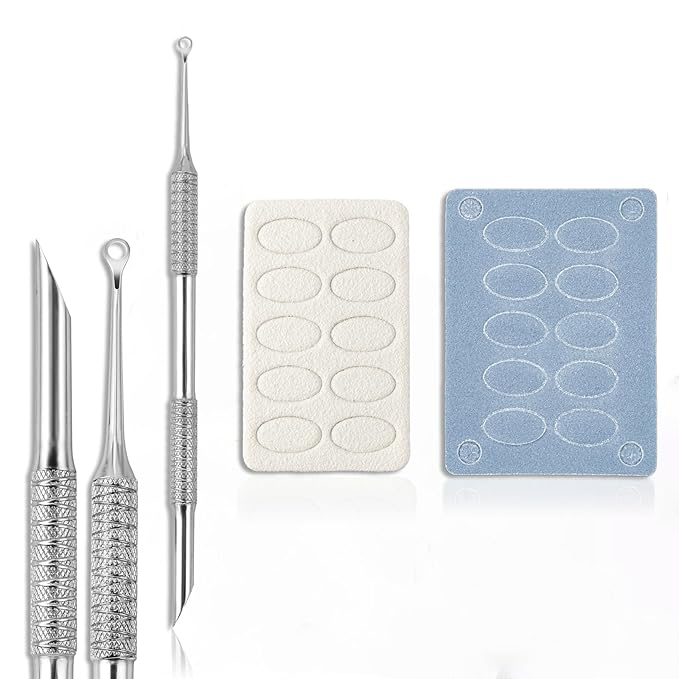 Pre-treatment Cuticle Pusher, Russian Prep Nail Pushers, Dual Ended Cuticle Remover with 100/180 Grit Sandpaper Sheets, Nail Care for Manicure Pedicure Nail Art