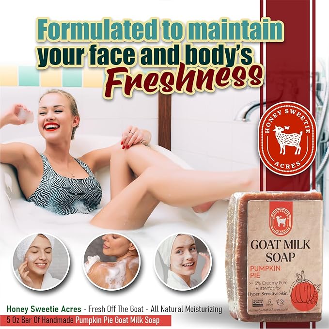 Honey Sweetie Acres Pumpkin Pie Goat Milk Soap - Handmade 5 oz Bar, Made with Natural Ingredients, Moisturizing & Gentle, Made in the USA