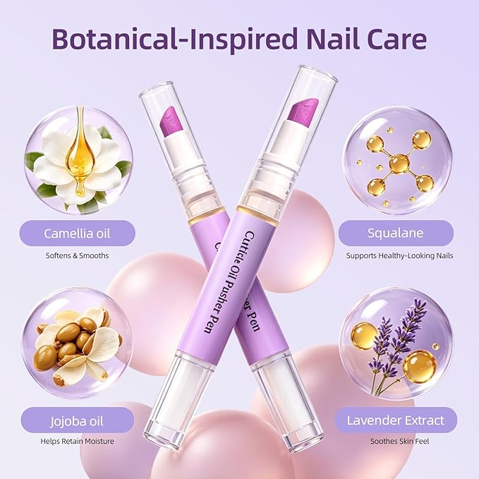 2-in-1 Cuticle Oil Pusher Pen, 2026 New Ceramic Cuticle Pusher & Oil Pen, Nail Care Tool for Dry Damaged Nails & Hangnails, Moisturizing Cuticle Remover Pen for Nail Strengthen and Shine (3pcs)