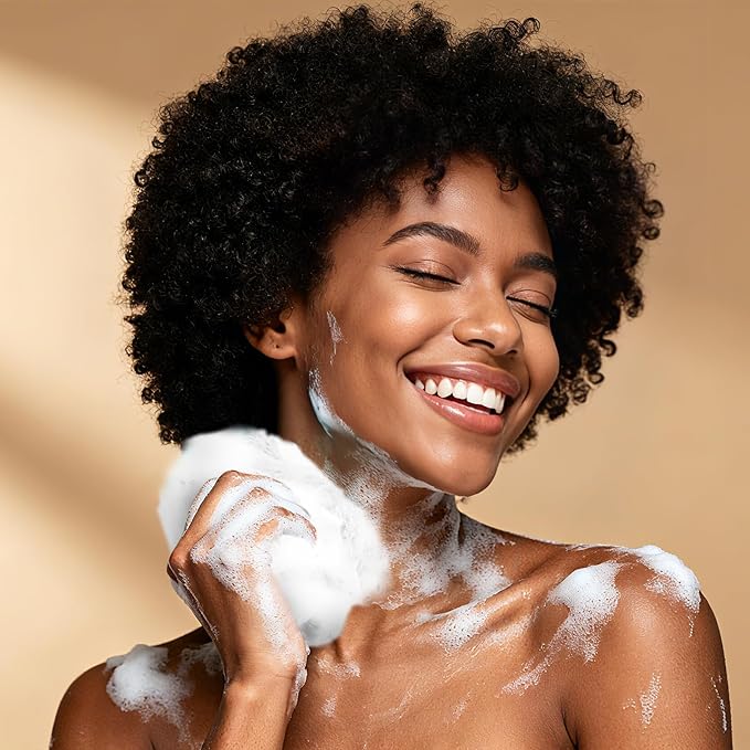 African Net Sponge Set (2 Pieces) - Premium Exfoliating Scrubber for Face & Body, Travel Portable, Durable, Gentle Exfoliation for Dry Skin(White,Grey)