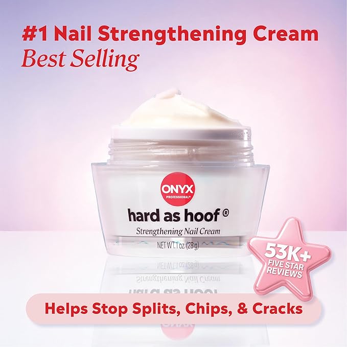 Onyx Professional Hard as Hoof Nail Strengthening Cream, Island Coconut Scent - Nail Growth and Conditioning Cuticle Cream Stops Splits, Chips, Cracks & Strengthens Nails, 1 oz