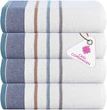 CASA COPENHAGEN White Bay 4Pcs 100% Egyptian Cotton Designer Hand Towels Gift Set- Grey - Denim 600 GSM, 28"x16", 4Hand Towels for Bathroom Set for Women & Men