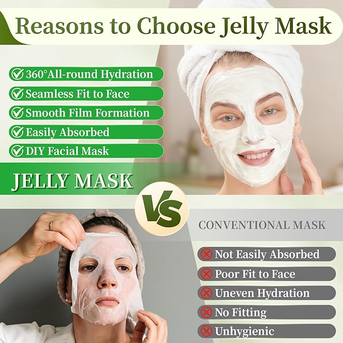 Pjordo Powder Jelly Mask for Facials Professional, Peel Off Facial Mask for Hydrating & Moisturizing, Hydrojelly Mask for Women Men Skin Care, Home DIY Spa Use for All Skin with Kiwi