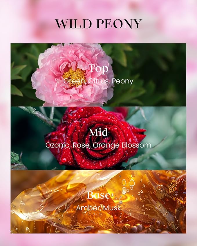 M&SENSE Wild Peony Floral Natural Soy Scented Candle, 7.8oz 42H Non-Toxic Long Burning, Romantic Home Fragrance, Perfect for Moms for Wife & Her