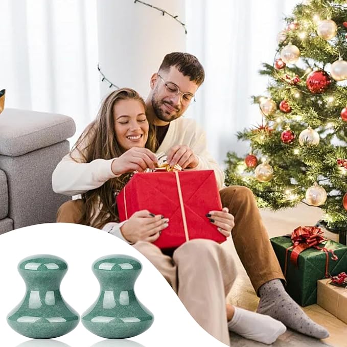 ideayard Mushroom Gua sha 2Pcs Jade Eye Massage Facial Tool Smooth Cute Mushroom Shaped Scraping for Women SPA Lift Remove Wrinkles (Green(2pcs)