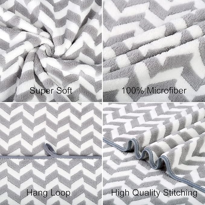JML Microfiber Bath Towels, Bath Towel 2 Pack(30" x 60"), Oversized, Soft, Super Absorbent and Fast Drying, Multipurpose Use for Sports, Fitness, Yoga, Chevron Grey