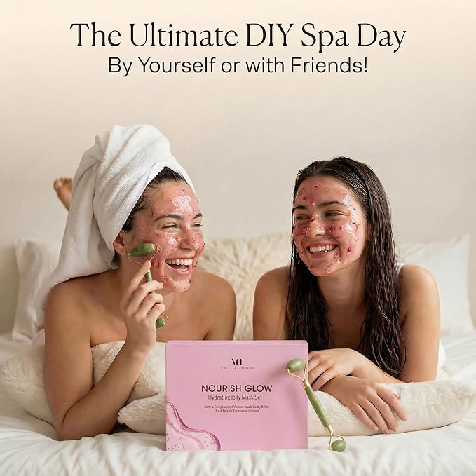 Jelly Mask for Facials - 24 Flavors Hydrating & Brightening Jelly Face Masks | Free Jade Roller & Spatula | Rose, Lavender, Hyaluronic Acid, 24K Gold face mask skin care | Mothers Day Gift for Mom