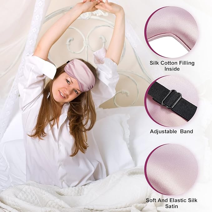 Tarpop 12 Pcs Silk Sleep Eye Mask with Adjustable Strap Eye Cover for Sleeping Blindfold for Women Men Travel Rest