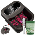 OOAMBB Collapsible Foot Spa with Heat, Bubble and Temp Control, Foot Bath Massager with XL Touch Screen and Massage Rollers, Foot Soaking Tub, Pedicure Foot spa for Stress Relief (Dark Grey +Green)