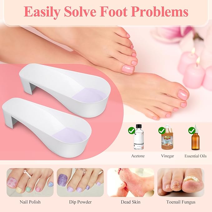 Toe Nail Soaking Bowl for Remover: Soak Off Gel Polish Nail Remover Kit - Acetone Bowl for Nails Dip Powder Removal - Manicure Nail Soak Off Bowl for Nail Art (White)