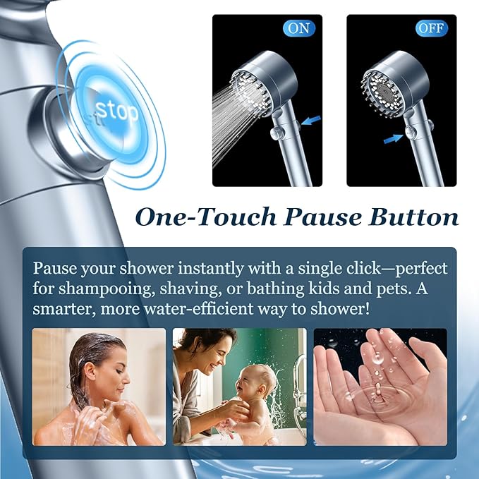 FEELSO Filtered Shower Head with Handheld, High Pressure 4 Spray Showerhead with Filters & Upgraded Anti-clog Nozzles for Hard Water -Remove Chlorine, Reduce Dry Itchy Skin -ON/OFF Switch, Blue
