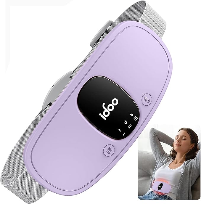 iDOO Portable Heating Pad, FSA Eligible Items Only List, Period Heating Pad with 3 Heat Levels and 3 Massage Modes, Electric Fast Heating Belly Wrap Belt, Gifts for Girlfriend Mom Wife Women (Purple)