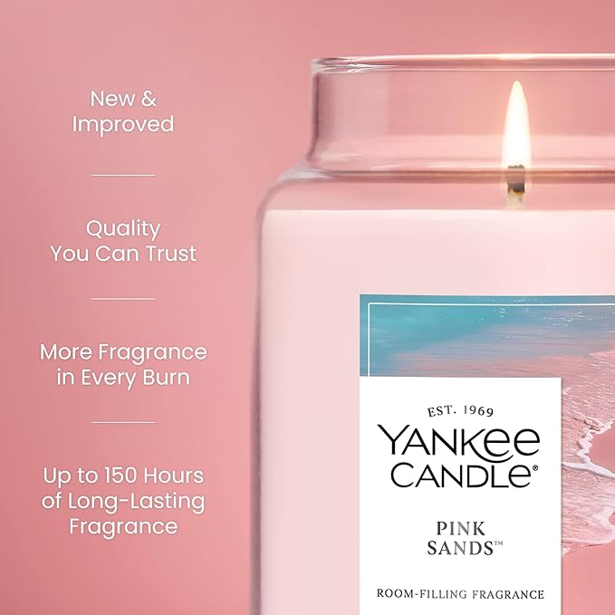 Yankee Candle Pink Sands Scented Candle, 22oz Large Jar with up to 150 Hour Burn Time, Giftable, Birthdays (Pack of 4)