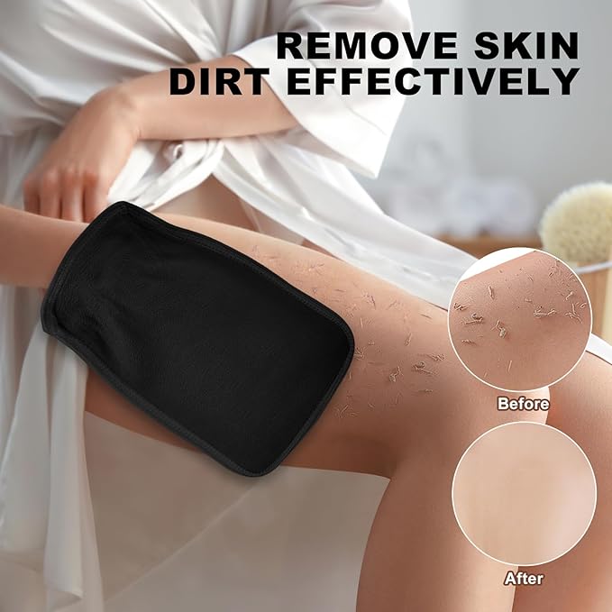 (black) 1PCS Durable Body Scrub, Dead Skin Remover & Body Scrubber Exfoliator, Body Exfoliating Gloves for Shower, washcloth exfoliating, exfoliating glove for Smooth Skin