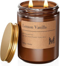 M&SENSE Lemon Vanilla Scented Christmas Candle Gift | 19.4oz, 115-Hour Burn | Natural Organic Soy Wax | Long-Lasting for Stress Relief and Gifting | for Christmas, Thanksgiving, Holiday