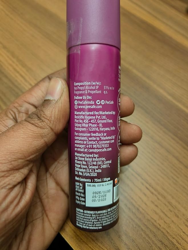 Pee Safe Lavender Scented Spray for Toilet Seats and Small Spaces, Travel-Size Bathroom Mist, 75ml (2.54 Fl Oz)