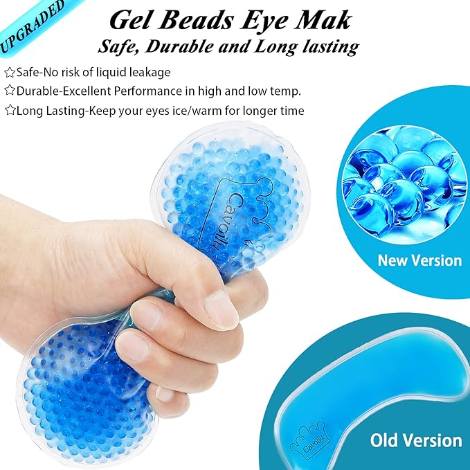 Eye Mask, Cooling Sleep Mask Gel Eye Mask for Sleeping, Black Silk Sleeping Mask for Travel, Gifts for Men Women, Stocking Stuffers