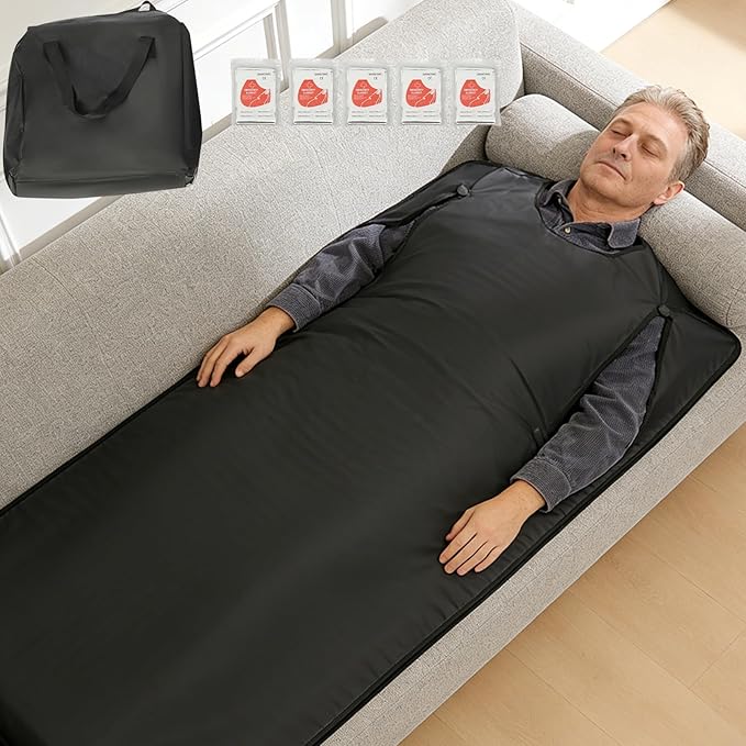 Infrared Sauna Blanket-Sauna Blanket for Home Use, Sauna Blanket with Adjustable Timer 5-60 Min & Temperature 95–167°F, 500W Fast Heating, Includes Carry Bag & 5 Disposable Liners