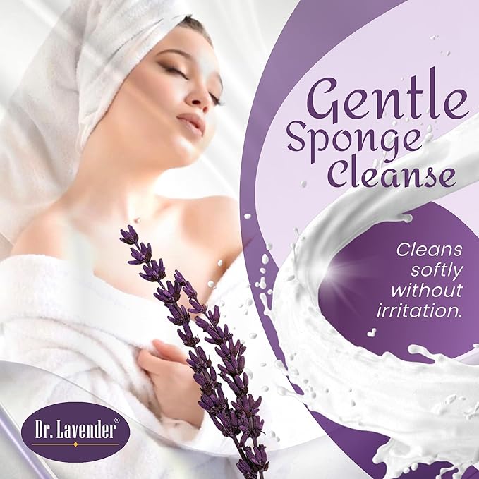 Soap Infused Sponge Scrubber – Farm Fresh Lavender Essential Oil – 2-in-1 Exfoliating Body Wash & Massage Bar for Cellulite, Dead Skin, Blackheads - (Lavender Spa)