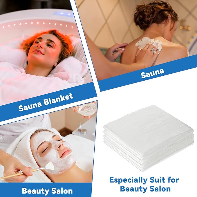 Teling 60 Pcs 60 Pcs Disposable Sauna Blanket Liners, 47x83 Inch Plastic Sheets for Body Wrap, Spa, Beauty Salon, Far Infrared Sauna, Hygienic Disposable Spa Accessories
