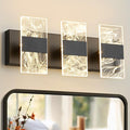 Modern LED Bathroom Light Fixtures Dimmable 3-Light Black Vanity Light, 5CCT Adjustable Lighting Fixture Vanity Lights Over Mirror, Smoked Acrylic LED Vanity Lights for Bathroom