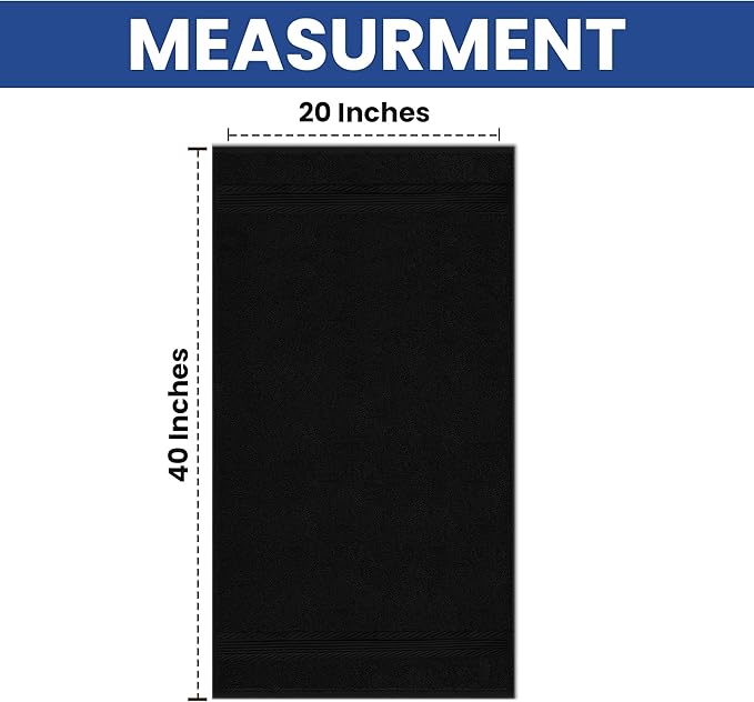 Linteum Textile Supply Luxury Hair Towels 100% Ring Spun Cotton Bleach Proof Hair Towel for Women, Men, Kids | 20x40 inches Quick Dry Towels for Gym, Beauty, Spa, Salon | Pack of 12 | Black