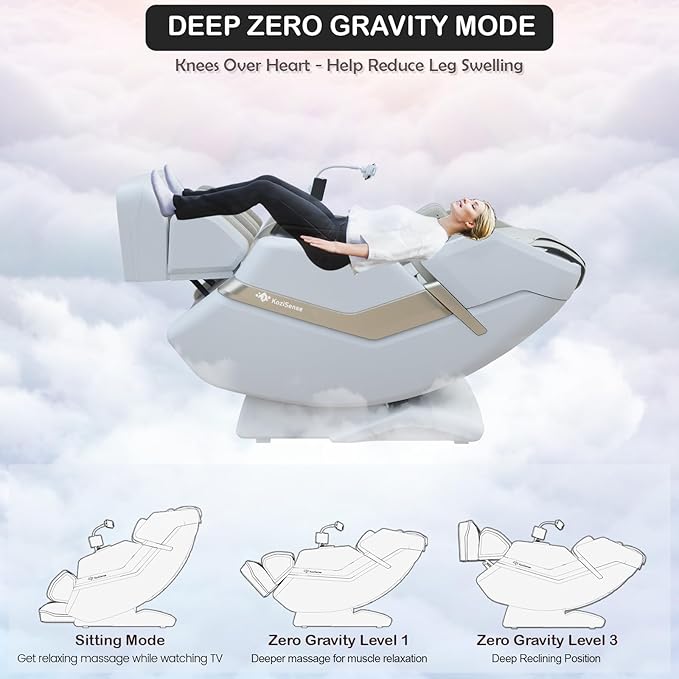 KoziSense KZ-313 2026 Heated Jade Roller Massage Chair Full Body, Deep Zero Gravity SL-Track with Heat, 12 Auto Modes, 6 Custom Programs, Backlit Touch Screen, Voice Control, Wireless Charger