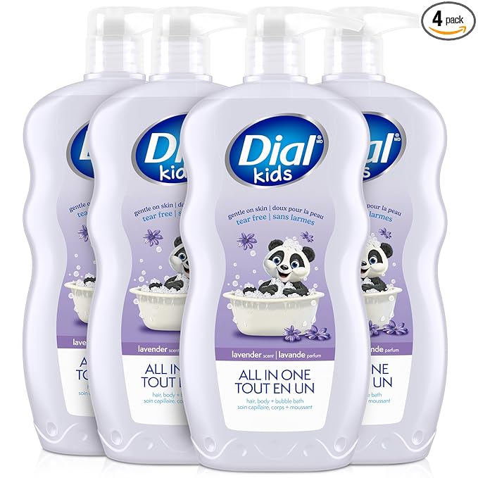 Dial Kids 3-in-1 Body+Hair+Bubble Bath, Lavender Scent, 24 fl oz (Pack of 4)