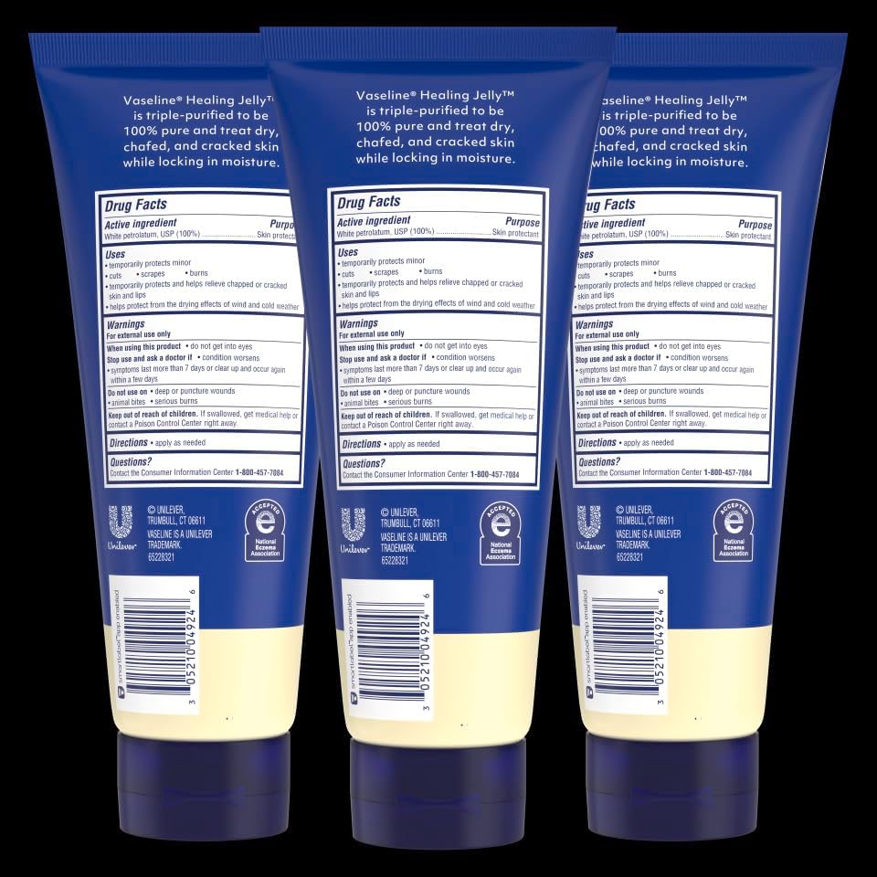 Vaseline Original Healing Jelly 3 Pack White Petrolatum Skin Protectant for Mess-Free Moisturizing On-the-Go, with 3x Purified Purity Guaranteed Formula, 6.8 oz - Image 2
