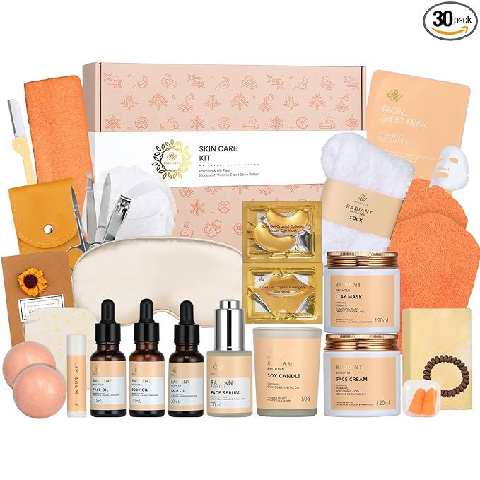 Mothers Day Gift, 30 pcs Hydrating Skin Care Set for Women & Men, Self Care Pamper Set, Birthday, Home Spa Gift Baskets, Bath & Body Gift Basket Set, Christmas, Anniversary, Birthday, Mom, Wife