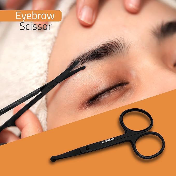 Utopia Care Eyebrow Scissors, Professional Stainless Steel Small Shears for Men and Women, Nose Hair Scissors for Grooming Mustache, Beard, Eyelashes, Ear Hair Trimming, Black, Pack of 150