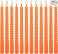 WPONSZU 12 Pack 10 Inch Spiral Taper Candle Set, Unscented Dripless Candlesticks for Dinner,Party Brithday Wedding,Halloween and Home Decoration（Orange ）