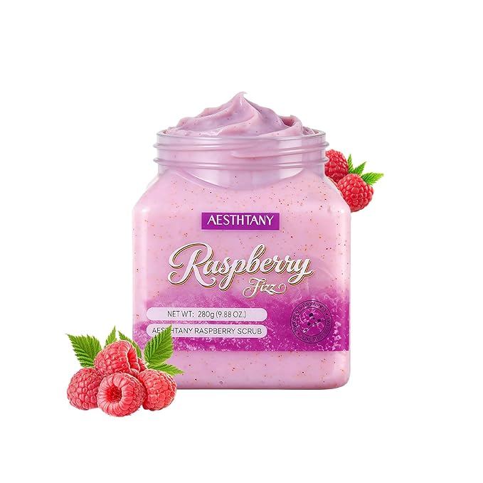 Turmeric Body Scrub &Avocado Face & Body ScrubMoisturizing and Exfoliating Body, Face, Hand, Foot Scrub,Deep Cleansing 350ml (280g, raspberry)
