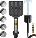 Homlord Filtered Shower Head with Handheld Matte Black - High Pressure 6 Modes, 120 Anti-clog Nozzles, Detachable Showerhead with Hard Water Filters, Extra Long 6ft Hose, Power Wash Mode for Bathroom