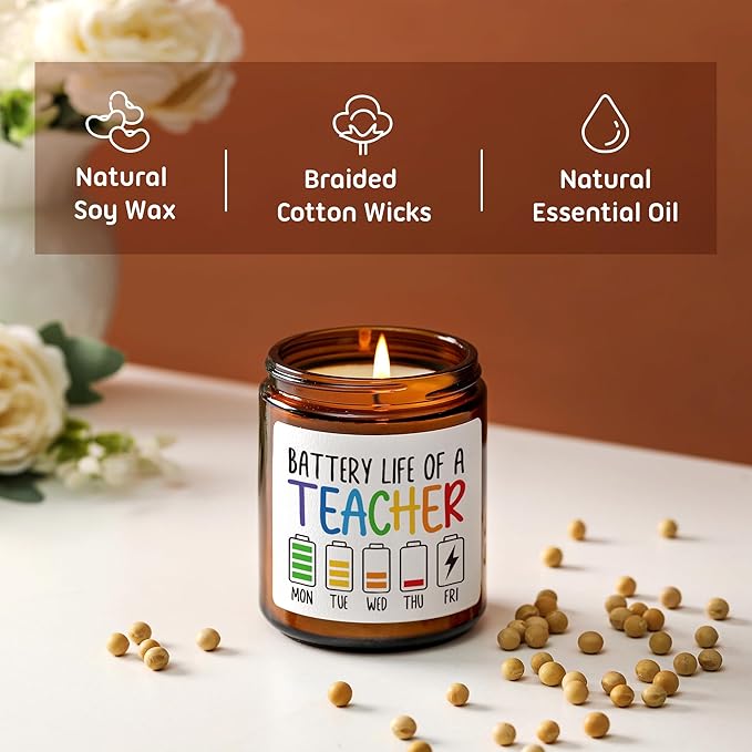 Teacher Candle Gifts for Women Men - Funny Teacher Appreciation Gifts, 7oz, Sandalwood Scented Candles