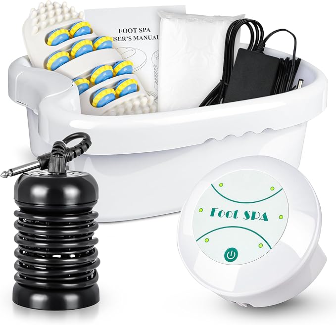Ionic Foot Bath Detox Machine, Feet Detox Machine for Home Use, Home Salon Spa for Deep Relaxtion with Foot Massager Roller