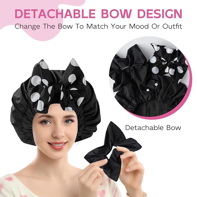 Years Calm Extra Large Shower Cap for Long Thick Hair – Waterproof Double Layer Bath Cap with Satin Lining, Secure Elastic Fit for Braids, Curls & Extensions