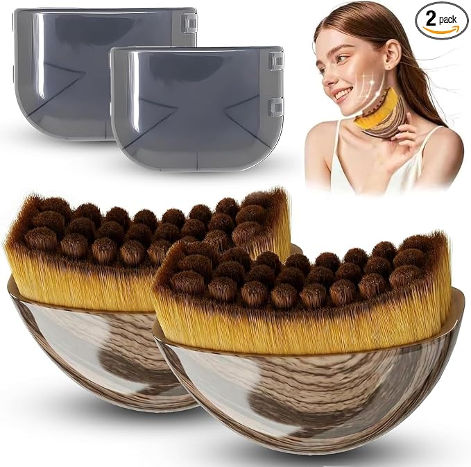 Lymphatic Contour Face Brush 2 Pack, for Lymphatic Drainage & Face Sculpting – Dry Brush for Facial Massage, Anti-Puffiness, Detox & Glow, Ergonomic Design with Soft Bristles