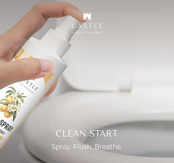 Castle Flush Therapy Toilet Spray for Poop Lavender Vanilla Flush Therapy 8oz Made in USA- Poop Spray for Toilet Freshener Odor Block Flush Safe Oil Scent Fresh Bathroom Home Travel Family Daily Use