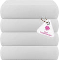 CASA COPENHAGEN Wafffle 4Pcs 100% Egyptian Cotton Large Designer Towels Gift Set- White, 55"x27", 4Bath Towels for Bathroom (Box Pack, Set for Women & Men)