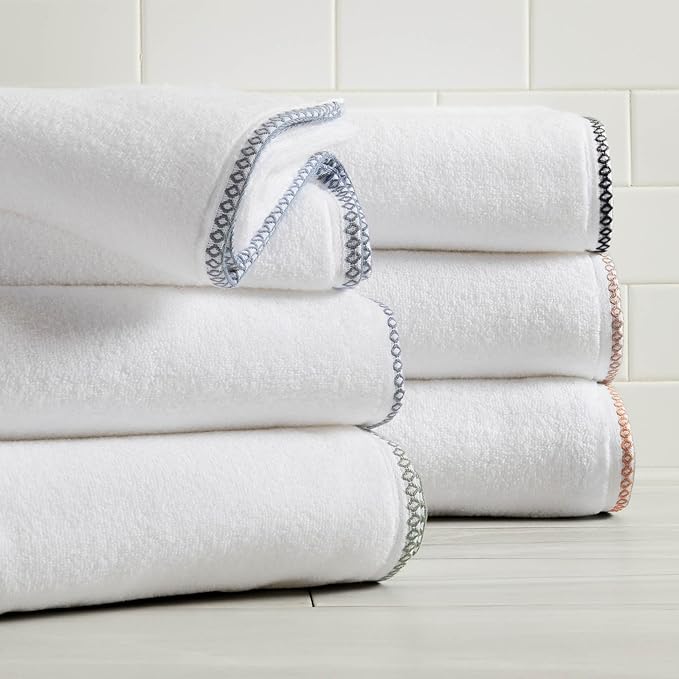 Great Bay Home Clay/White Hand Towel Set - Ultra-Soft Cotton, Boho-Chic Border Design - 6 Hand Towels (28" x 16") - Absorbent, Quick-Dry, Lightweight Bathroom Towels